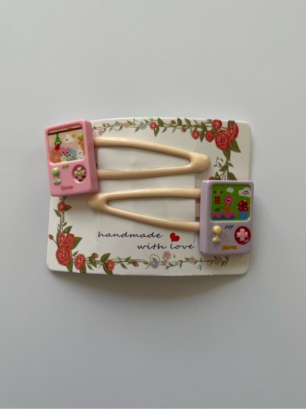 Handmade Y2K Gamer Hair Clips Set | Retro Kawaii Video Game | Pastel set of 2